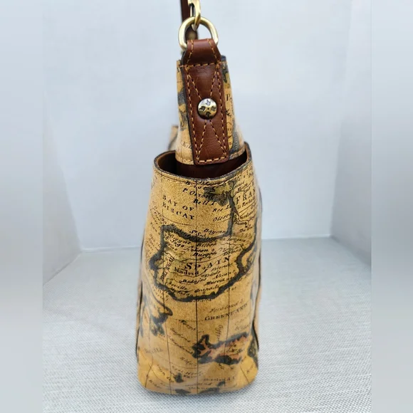 Patricia Nash European Map Leather Shoulder Bag Wristlet Set Handbag - Picture 3 of 16